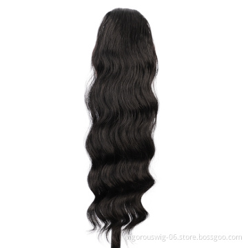 Vigorous Body Wave Magic Paste Wrap Around Upgraded Pocket Heat Resistant Fiber Drawstring Synthetic Ponytail Hair Extension